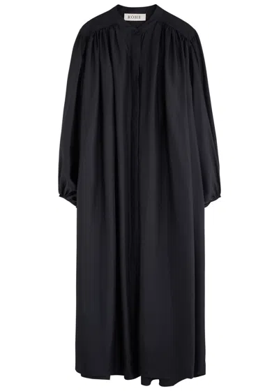 Rohe Silk-satin Midi Dress In Navy