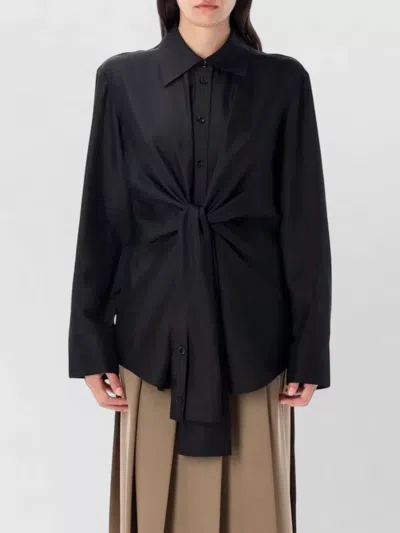 Rohe Silk Shirt Twisted Front Tie Design In Black