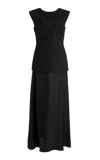Rohe Silk-trimmed Wool-blend Gown In Black