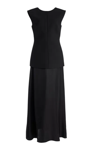ROHE SILK-SKIRT OPEN-BACK WOOL-BLEND MAXI DRESS