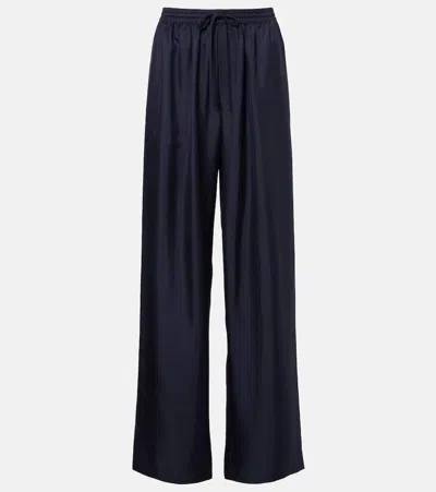 Rohe Silk Straight Pants In Blue