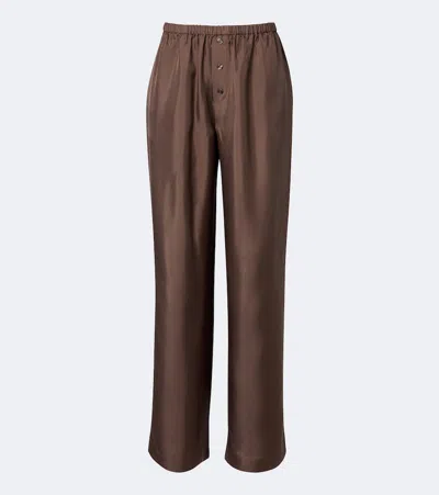 Rohe Róhe Silk Straight Pants In Brown