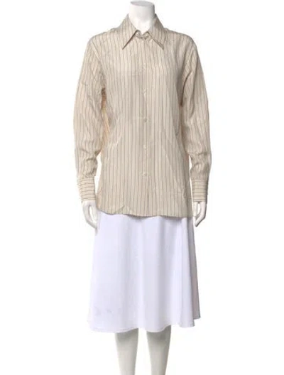 Pre-owned Rohe Silk Striped Button-up Top In Neutrals