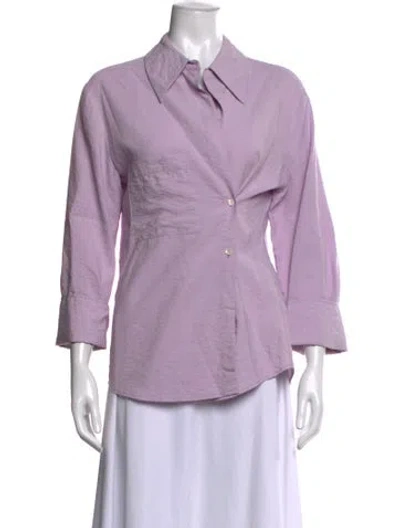 Pre-owned Rohe Silk Three-quarter Sleeve Button-up Top In Purple