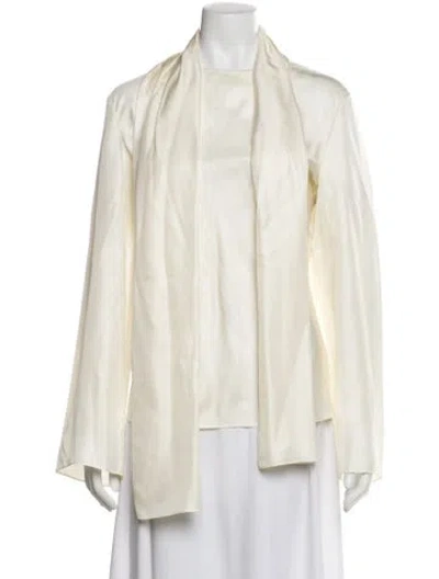 Pre-owned Rohe Silk Tie Neck Blouse In Neutral