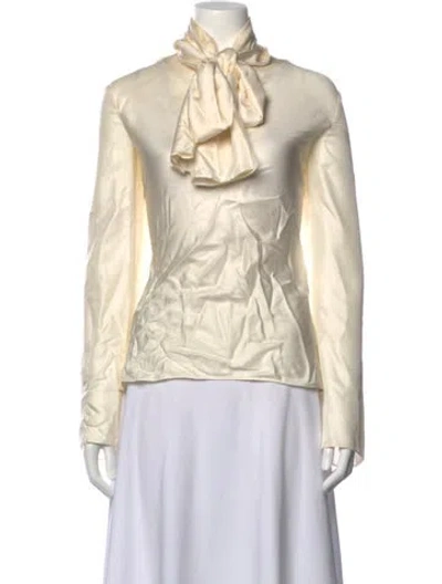 Pre-owned Rohe Silk Tie Neck Blouse In Neutrals
