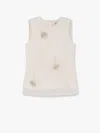 Rohe White Sleeveless Crewneck Top With Tulip Embroidery In Silk Woman