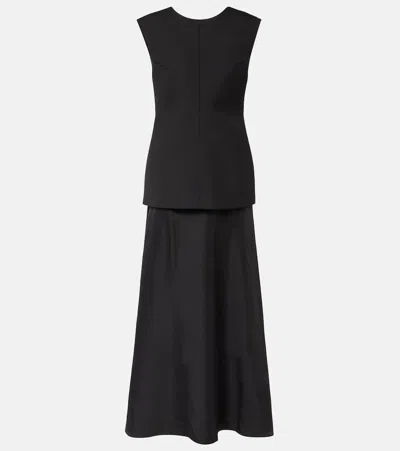 Rohe Silk-trimmed Wool-blend Gown In Black