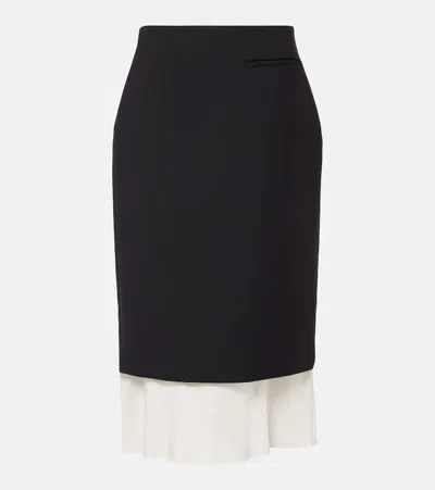 Rohe Silk-trimmed Wool-blend Pencil Skirt In Black