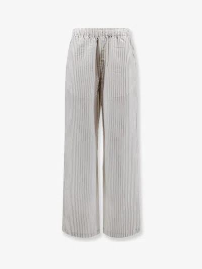 Rohe Silk Trousers With Striped Pattern In White