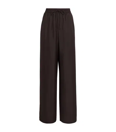 Rohe Silk Wide-leg Trousers In Brown