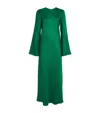 Rohe Green Long Crewneck Dress In Silk Woman In Green