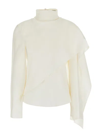 Rohe Róhe Silk With Integrated Scarf Detail Blouse In White