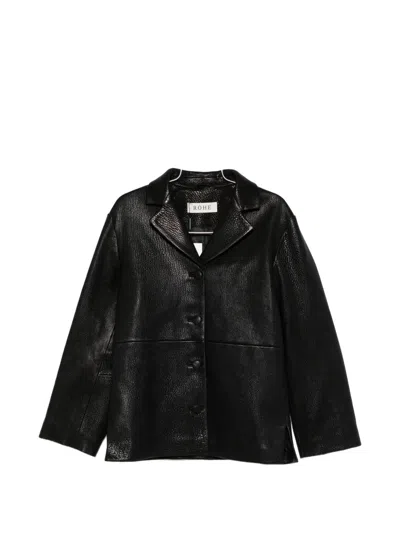 Rohe Single-breasted Grained-leather Jacket In Black