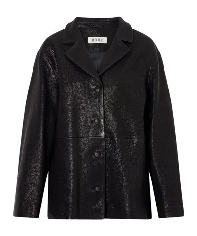 Rohe Single-breasted Grained-leather Jacket In Black