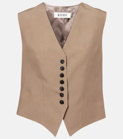 Rohe Single-breasted Vest In Khaki