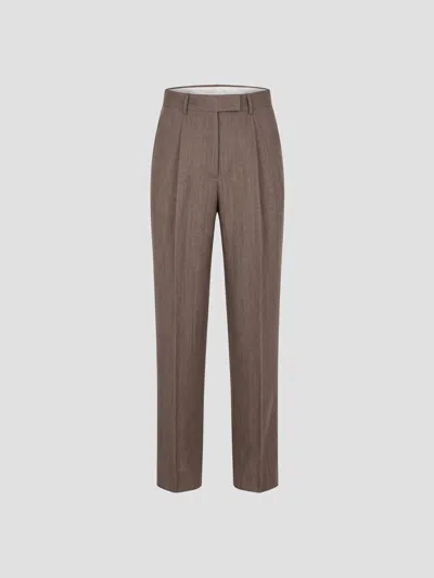 Rohe Single Pleat Tapered Trousers In Earth Slub