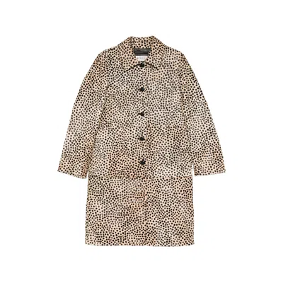 Rohe Single-breasted Animal-print Coat In Neutrals/black