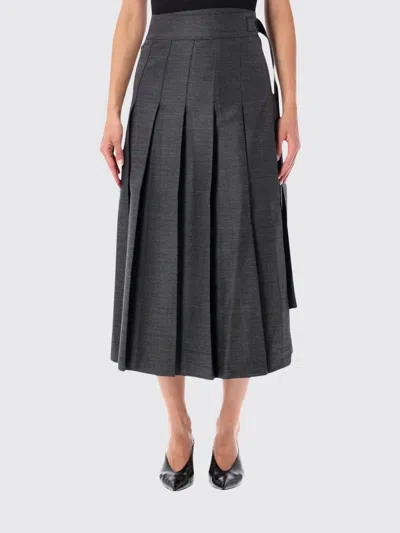 Rohe Pleated Wrap Wool-blend Midi Skirt In Multi
