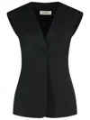 Rohe Róhe Sleeveless Blouse In Black Virgin Wool Blend