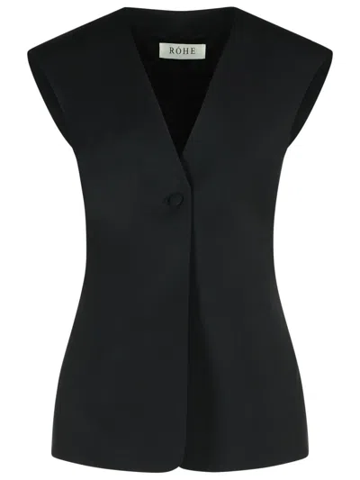 Rohe Róhe Sleeveless Blouse In Black Virgin Wool Blend