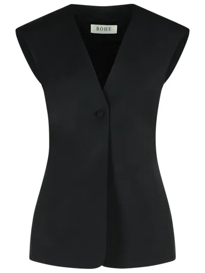 Rohe Sleeveless Blouse In Black Virgin Wool Blend