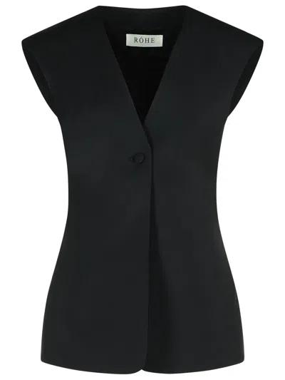 ROHE SLEEVELESS BLOUSE IN BLACK VIRGIN WOOL BLEND