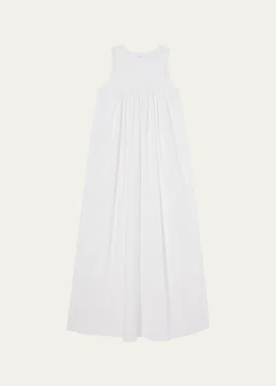 Rohe Sleeveless Pleated A-line Maxi Dress In White