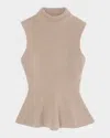 Rohe Sleeveless Wool-cashmere Peplum Sweater In Brown