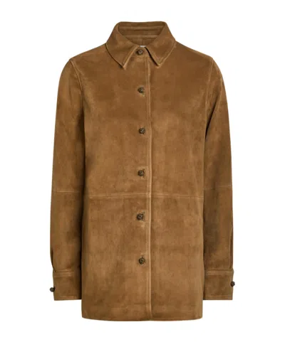 Rohe Solid Colour Suede Overshirt In Brown