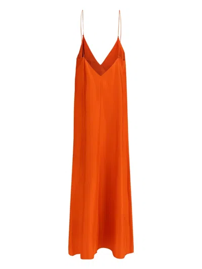 Rohe Spaghetti-strap V-neck Dress In Orange