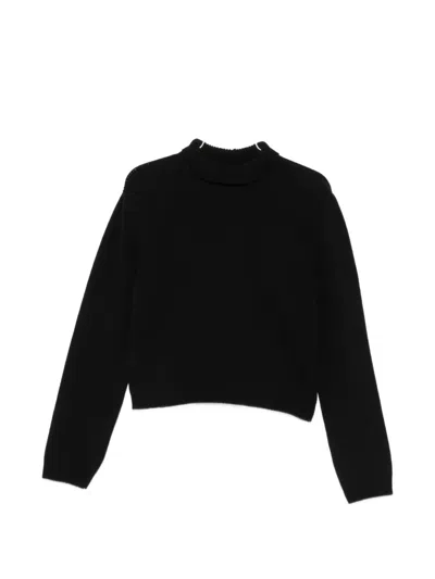 Rohe Statement-shoulder Turtleneck Sweater In Black