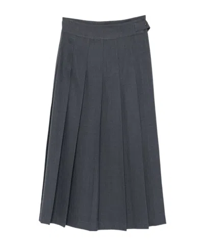 Rohe Róhe Straight Hem Midi Pleated Skirt In Black