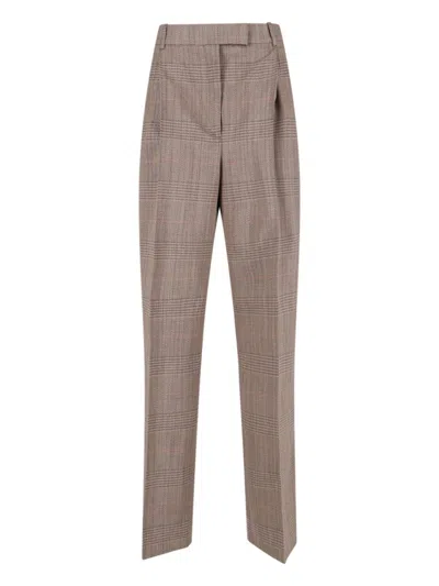ROHE STRAIGHT-LEG PLAID TROUSERS WITH HIGH WAIST DESIGN