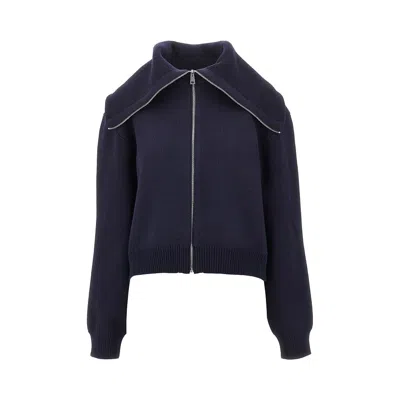 Rohe Stretch Wool Full-zip Cardigan In Blue
