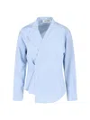 Rohe Róhe Asymmetrical Stripe Shirt In Light Blue Cotton In Blue