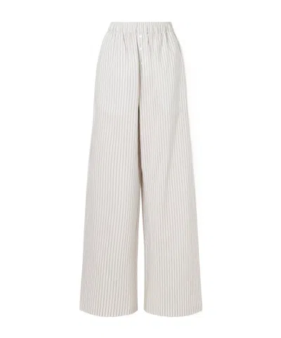 Rohe Striped Silk And Cotton-blend Wide-leg Pants In Neutral
