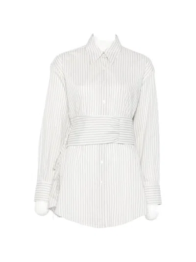 Rohe Striped Collared Shirt In White