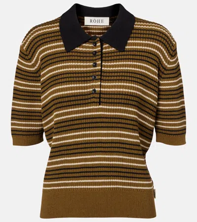 Rohe Striped Cotton-blend Polo Shirt In Olive