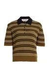 Rohe Striped Cotton-blend Polo Shirt In Olive