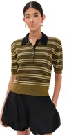 Rohe Striped Cotton-blend Polo Shirt In Multi Olive Stripe
