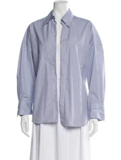 Pre-owned Rohe Striped Long Sleeve Blouse In Blue
