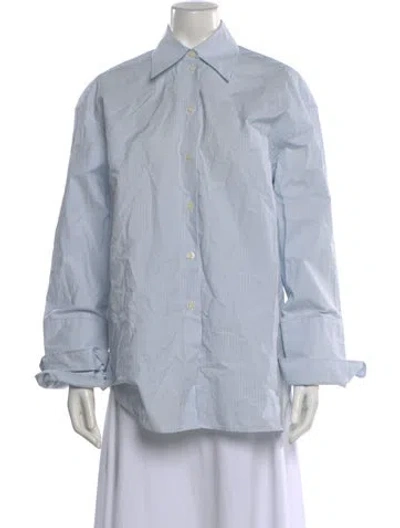 Pre-owned Rohe Striped Long Sleeve Button-up Top In Blue