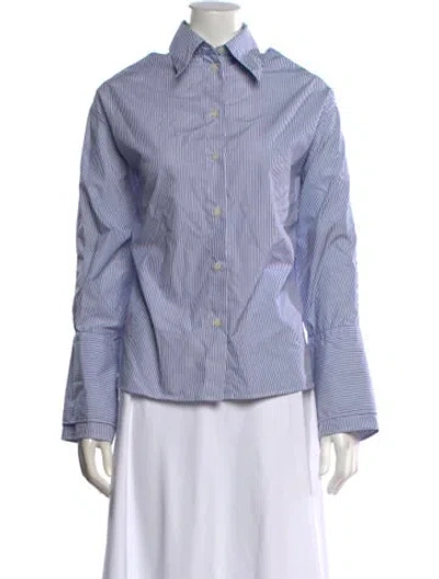 Pre-owned Rohe Striped Long Sleeve Button-up Top In Blue