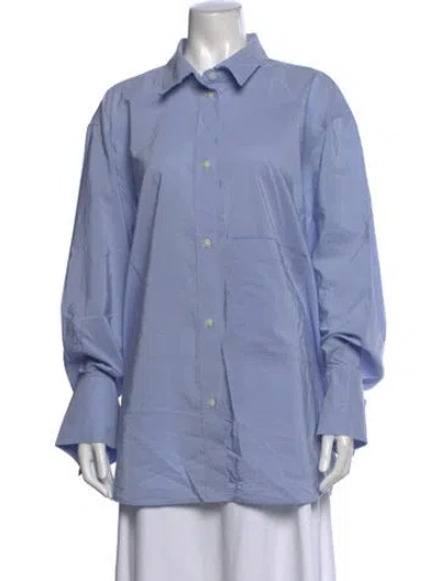 Pre-owned Rohe Striped Long Sleeve Button-up Top In Blue