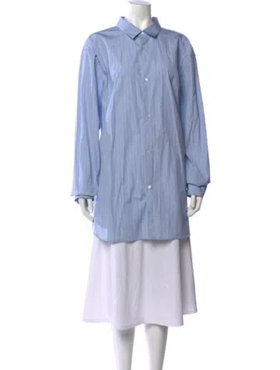 Pre-owned Rohe Striped Long Sleeve Button-up Top In Blue
