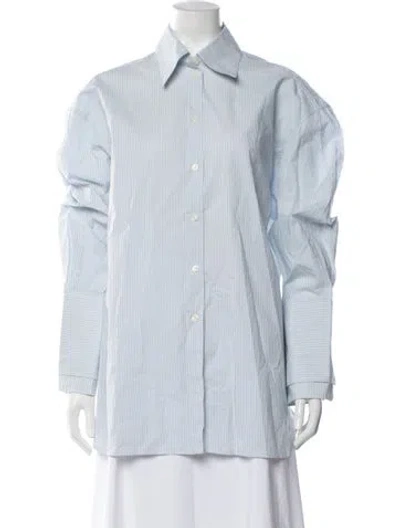 Pre-owned Rohe Striped Long Sleeve Button-up Top In Blue