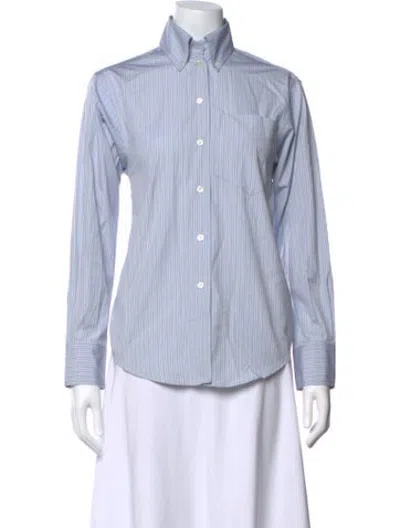Pre-owned Rohe Striped Long Sleeve Button-up Top In Blue