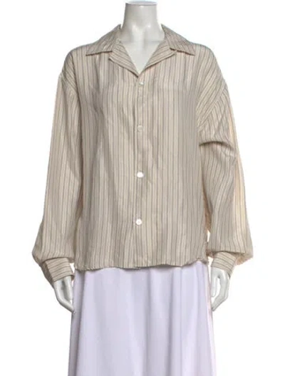 Pre-owned Rohe Striped Long Sleeve Button-up Top In Neutral