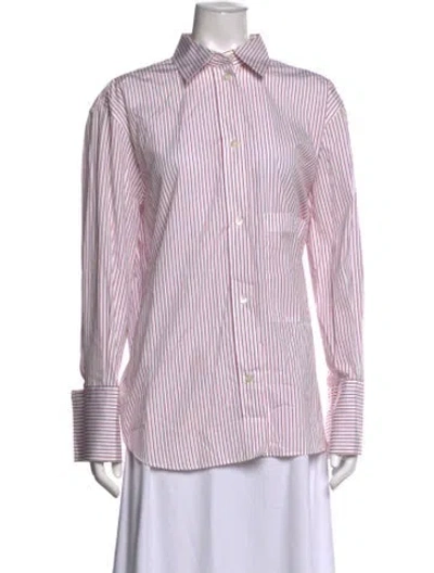 Pre-owned Rohe Striped Long Sleeve Button-up Top In Pink
